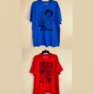 Lot of 2 Mitchell & Ness 76ers Moses Malone / Dr. J Julius Erving Shirts Size XL